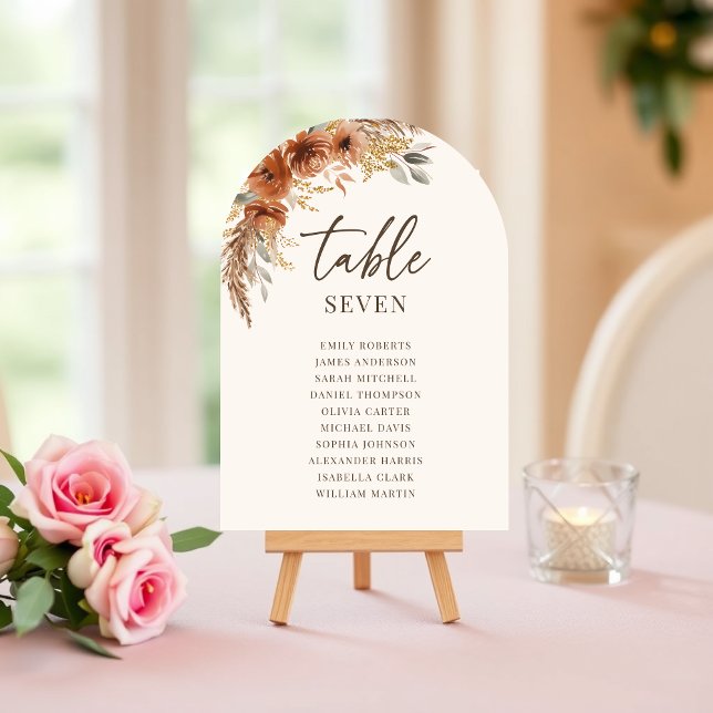 Terracotta Hochzeit im Herbst Sitzplatz Tischnumme Einladung (Terracotta Fall Wedding Seating Table Number)