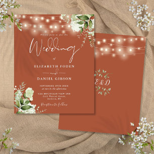Terracotta-Hochzeitseinladung mit Budget-Blumenlic