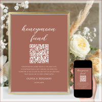 Terracotta Honeymoon Fund QR Code Wedding Sign