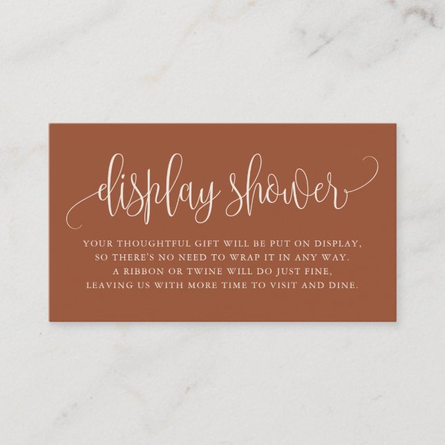 Terracotta Hübsch Script Display Showcard Platzkarte (Vorderseite)