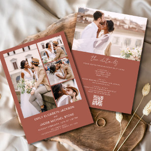 Terracotta in einem QR-Code-Foto Hochzeit Einladung