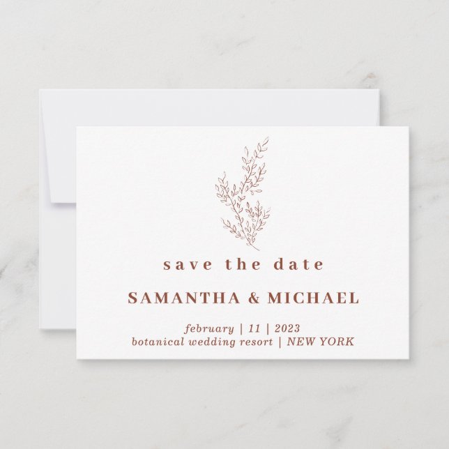 Terracotta Indie Autumn Floral Save the Date Einladung (Vorderseite)