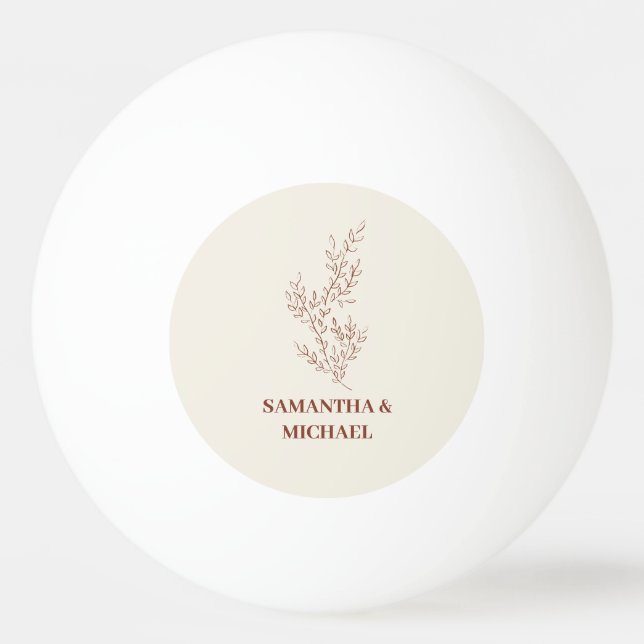 Terracotta Ivory Beige Ivy Blume Hochzeitsspiele Tischtennisball (Vorderseite)