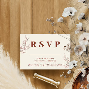 Terracotta Ivory Beige Ivy Floral Wedding Response RSVP Karte