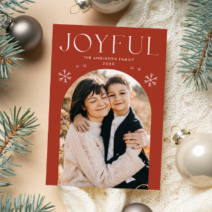 Terracotta Joyful Snowflake Arch Photo Feiertagskarte