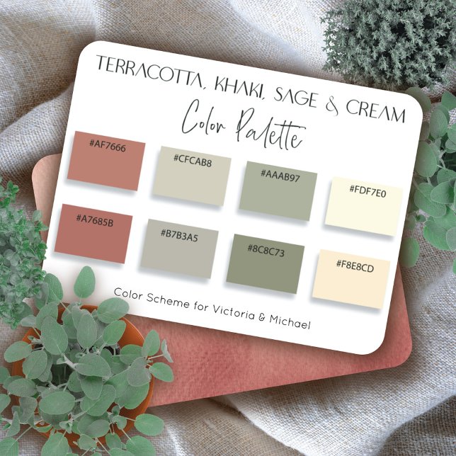 Terracotta Kahaki Sage & Cream Color Palette Card Einladung (Von Creator hochgeladen)