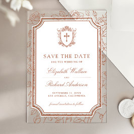 Terracotta Katholische Hochzeit - Save the Date Acryleinladungen