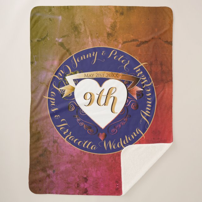 Terracotta Lapis Lazuli Hochzeitstag Sherpadecke (Vorderseite)