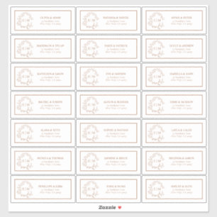 Terracotta Leafy Wappen Monogram Guest Address Aufkleber