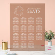 Terracotta Leafy Wappen Monogram Wedding Seating