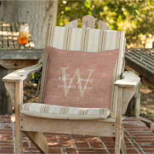 TerraCotta Linen Monogram Wedding Keepake Kissen