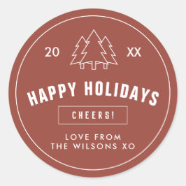 Terracotta Logo Style Moderne Weihnachten Runder Aufkleber