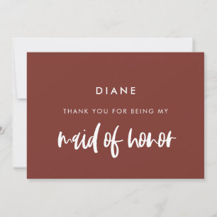 Terracotta Maid of honor thank you text card Einladung