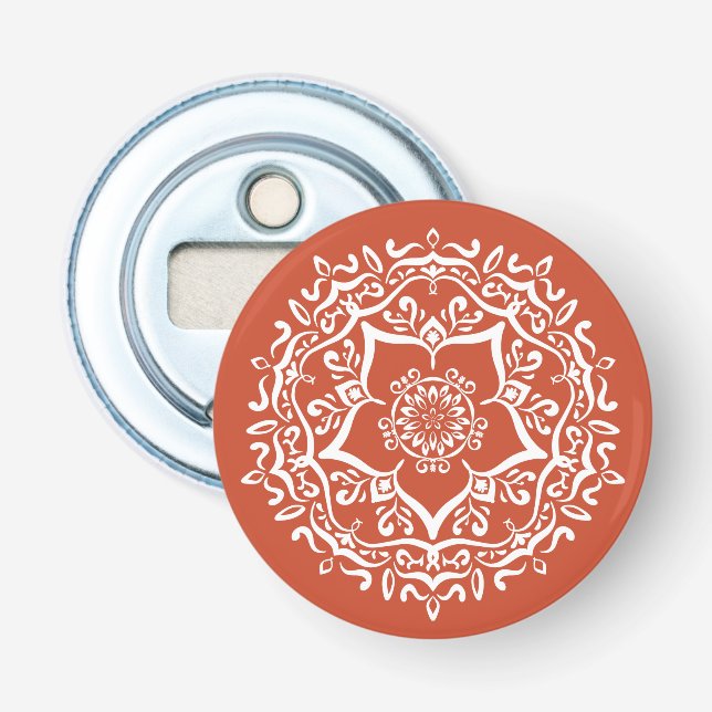 Terracotta Mandala Flaschenöffner (Vorderseite)
