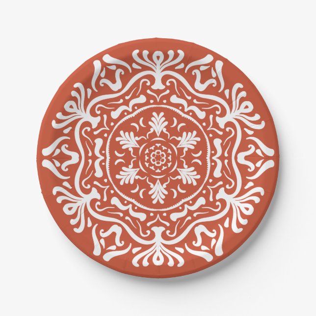 Terracotta Mandala Pappteller (Vorderseite)