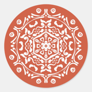 Terracotta Mandala Runder Aufkleber