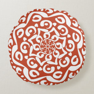 Terracotta Mandala Rundes Kissen