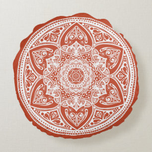 Terracotta Mandala Rundes Kissen