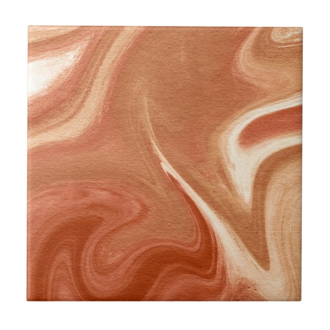 Terracotta Marble Abstract Fluid Pattern Fliese (Vorderseite)