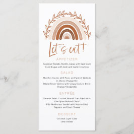 Terracotta-Menü in Mute Tones, Boho-Regenbogen-Men Menükarte