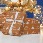 Terracotta Merry Christmas White Christmas Tree Geschenkpapier<br><div class="desc">Terracotta Frohe Weihnachten Weißes Weihnachtsbaumwrapping Papier</div>