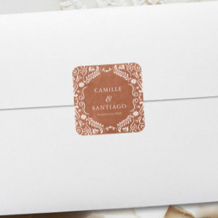 Terracotta Mexican Wedding Papado Quadratischer Aufkleber