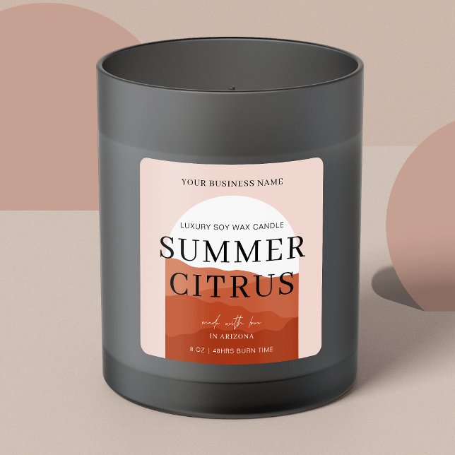 Terracotta Minimal Arch Boho Candle Packung Quadratischer Aufkleber (Von Creator hochgeladen)