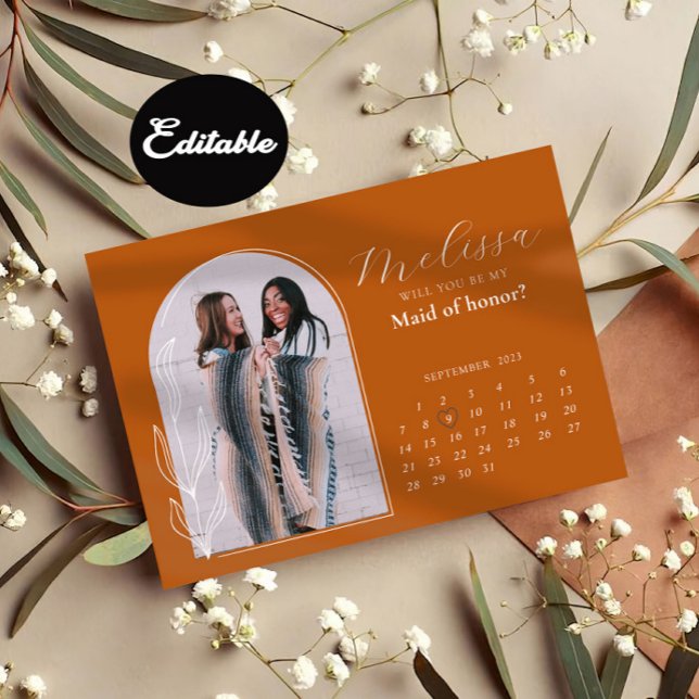 Terracotta Minimal Arch Bridesmaid Vorschlag für e Einladung (Von Creator hochgeladen)