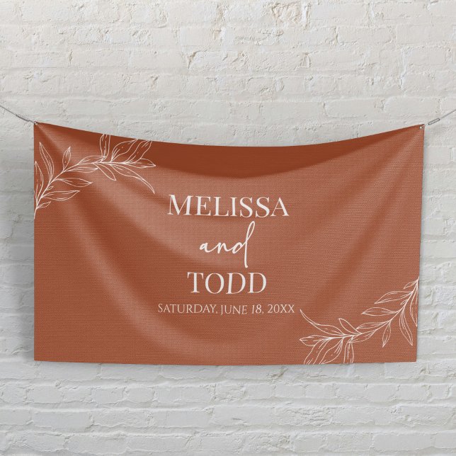 Terracotta Minimal Minimalistische Branch Leaf Wed Banner (Von Creator hochgeladen)