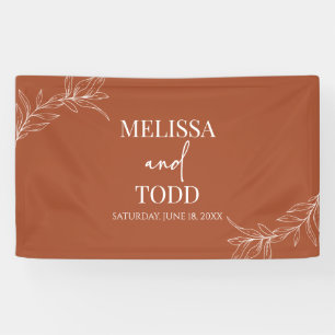 Terracotta Minimal Minimalistische Branch Leaf Wed Banner