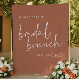 Terracotta Minimal Script Bridal Brunch Hintergrun Wandteppich