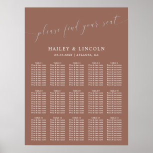 Terracotta Minimal Wedding Seating Chart Poster