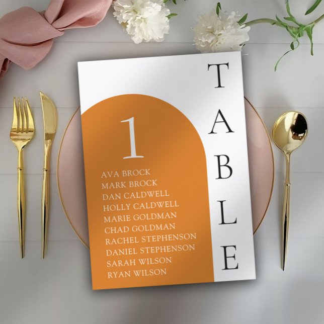 Terracotta Minimale Tischnummer Sitzkarte (Von Creator hochgeladen)