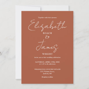 Terracotta Minimalist Elegant Hochzeit All In One Einladung