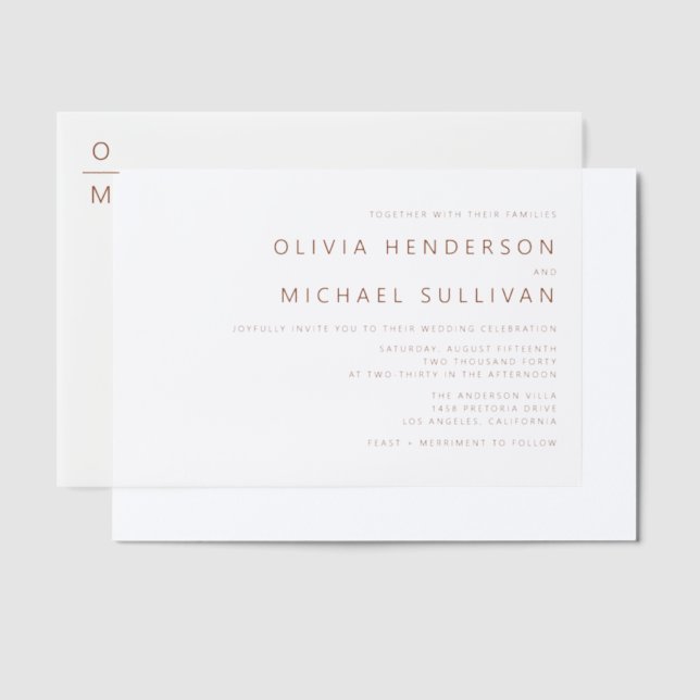 Terracotta Minimalist Typografy Monogram Wedding (Versetzt)