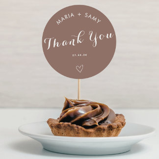 Terracotta minimalistisch bohemian Vielen Dank für Runder Aufkleber