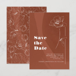 Terracotta Minimalistisch Boho Floral Save the Dat Date