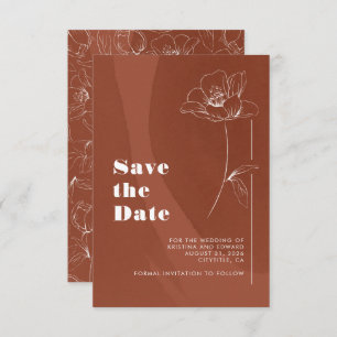Terracotta Minimalistisch Boho Floral Save the Dat Save The Date