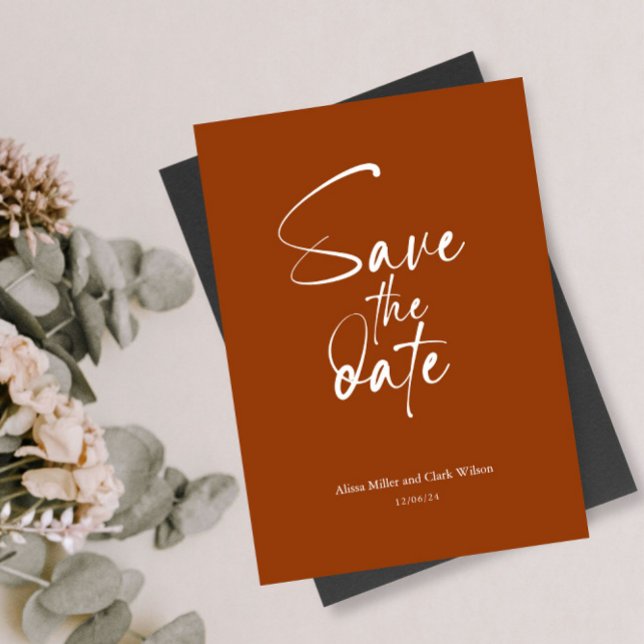 Terracotta Minimalistisch Bold Save the Date Einladung (Von Creator hochgeladen)