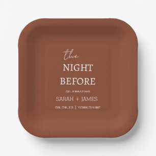 Terracotta Minimalistisch die Nacht vor der Hochze Pappteller