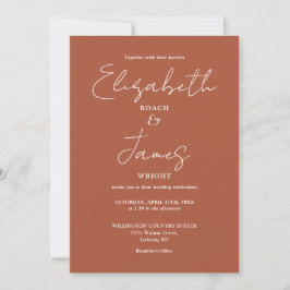Terracotta Minimalistisch Elegante QR Code Wedding Einladung