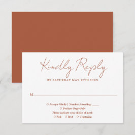 Terracotta Minimalistisch Elegante Script Wedding RSVP Karte