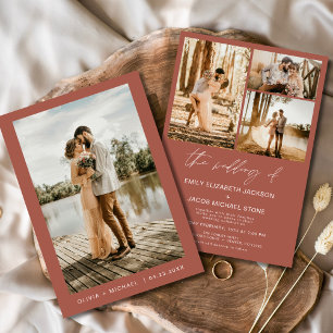 Terracotta Minimalistisch Elegantes Foto Hochzeit Einladung