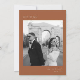 Terracotta Minimalistisch Elegantes Foto Save the Einladung