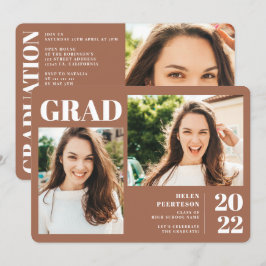 Terracotta minimalistisch modern 3 Foto Abschluss Einladung