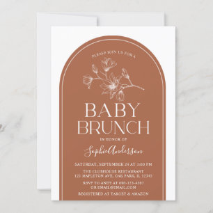 Terracotta Minimalistisch Modern Arch Baby Brunch Einladung