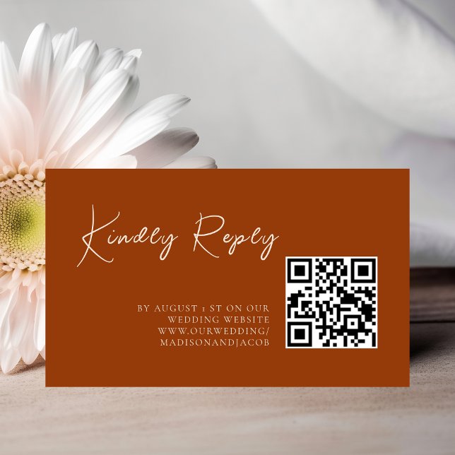 Terracotta Minimalistisch Modern QR CODE Wedding R Begleitkarte (Von Creator hochgeladen)
