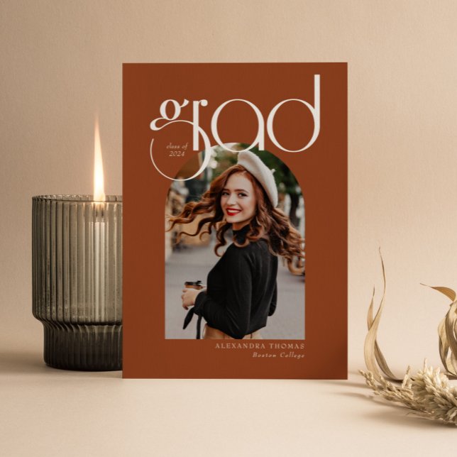 Terracotta Minimalistisch Moderne 5 Arkaden Abschl Einladung (Von Creator hochgeladen)