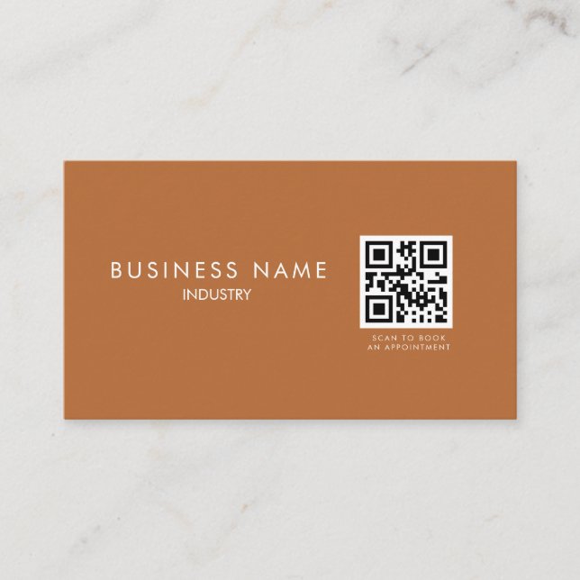 Terracotta Minimalistisch QR Code Business Card Visitenkarte (Vorderseite)