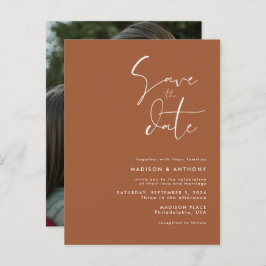 Terracotta Minimalistisch Save the Date Hochzeit F Einladungspostkarte